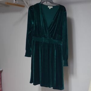 Briggs New York Emerald Velvet Long Sleeve Dress